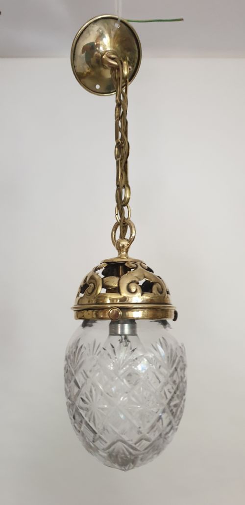 Edwardian Cut Crystal Ceiling Light, Reg Mark Gallery, Rewired