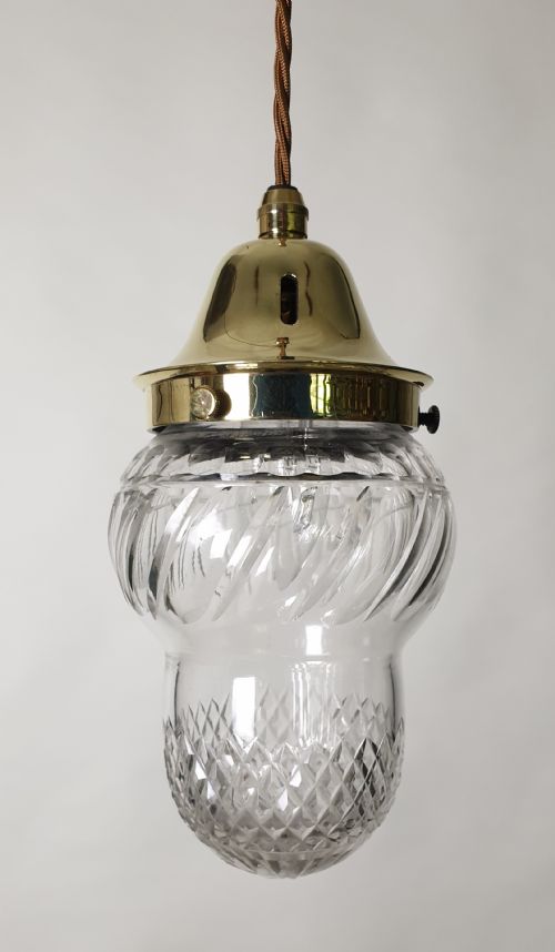 Edwardian Cut Crystal Ceiling Pendant Light, Rewired
