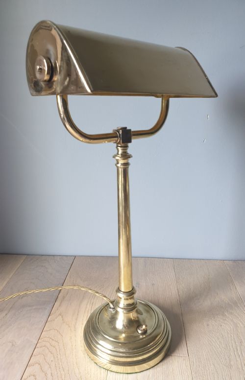 Edwardian Bankers Library Desk Lamp, Rewired and Pat Tested