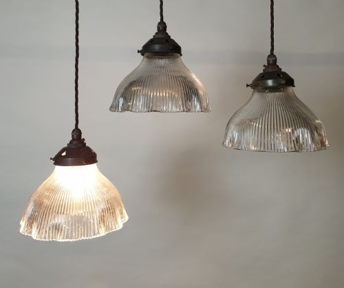 Set of 3 Prism Pendant Ceiling Lights, Rewired