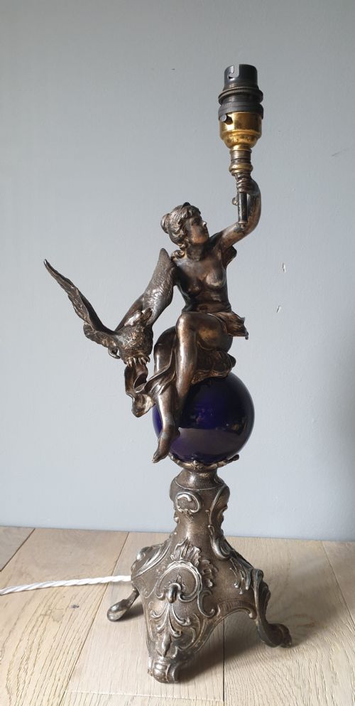 Continental Classical Figure Table Lamp, Rewired and Pat Tested