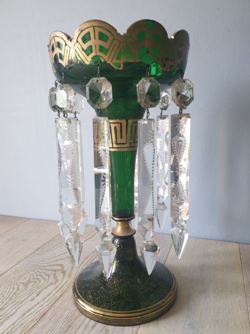 Victorian Green Crystal Lustres