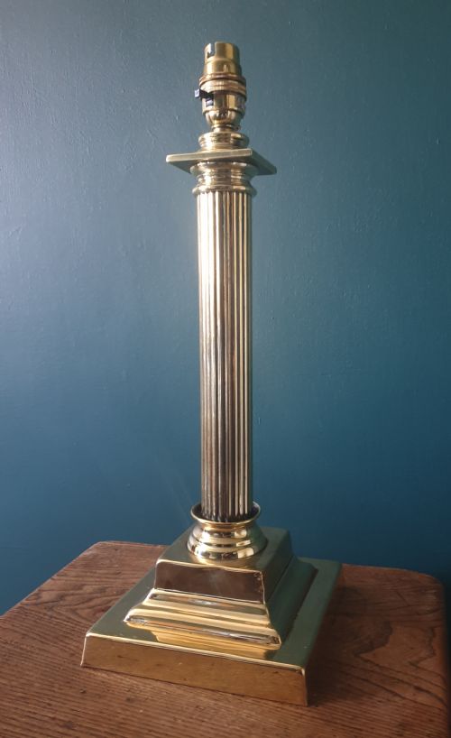 Quality C1910 Corinthian Column Brass Table Lamp, Rewired and Pat Tested