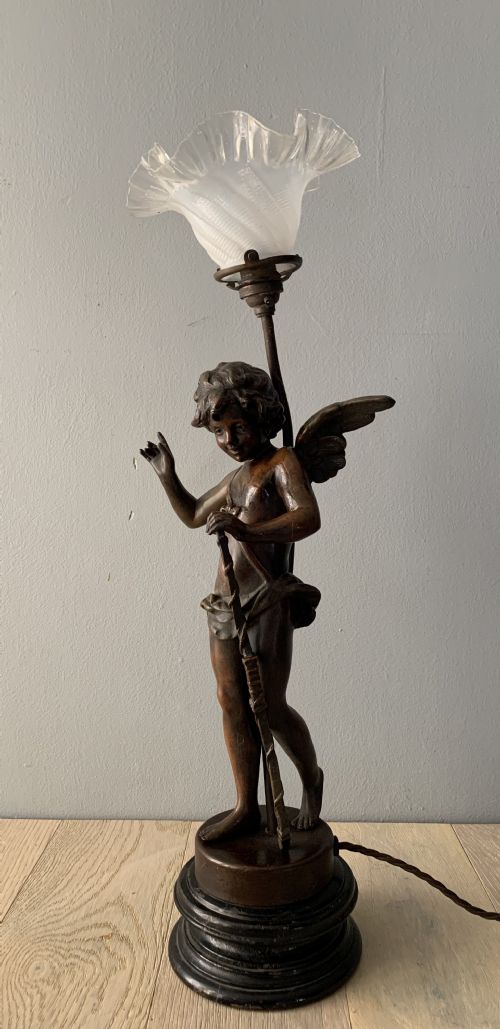 Spelter Cherub Table Lamp, Rewired and Pat Tested