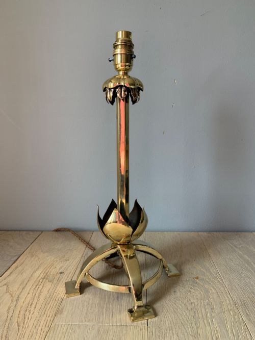 Arts and Crafts Brass Table Lamp, Rewired and Pat Tested