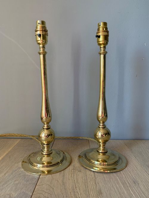 Pair of Cast Brass Table Lamps, Rewired and Pat Tested