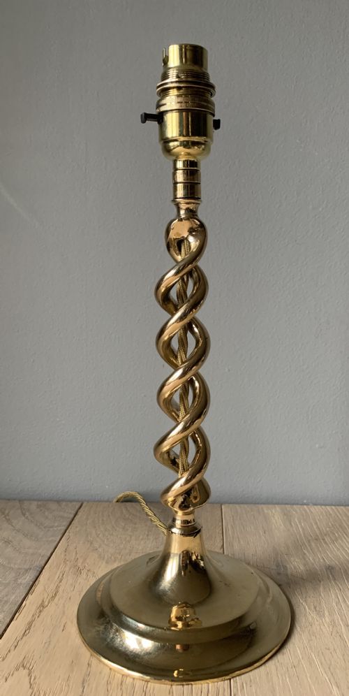 1920s Brass Twist Table Lamp, Rewired and Pat Tested