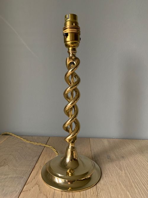 C1920 Brass Twist Table Lamp, Rewired and Pat Tested