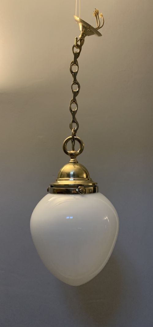 Edwardian Opaque Ceiling Light, Rewired