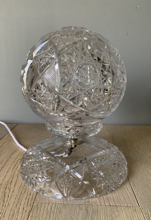 C1930 Cut Crystal Mushroom Table Lamp, Rewired and Pat Tested