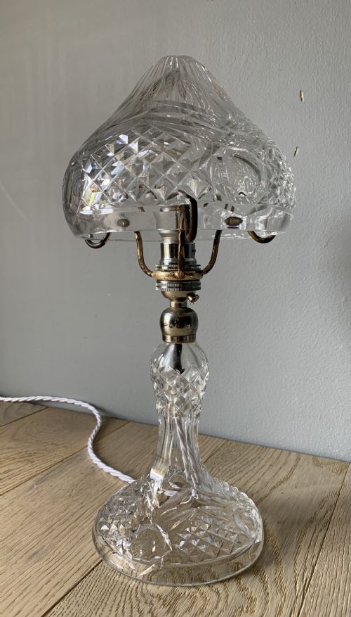 Cut Glass Crystal Mushroom Table Lamp Rewired and Pat Tested