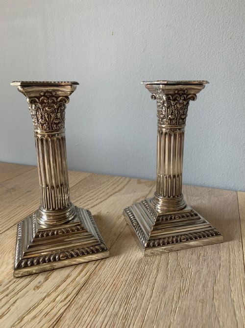 Pair of Mappin Bros Silver Plate Candlesticks, C1895