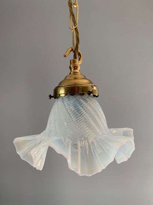 Vaseline Opaque Ceiling Pendant Light, Rewired