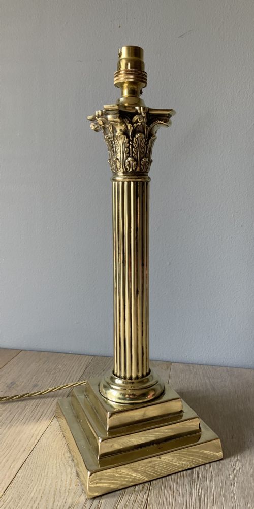 Quality Brass Corinthian Column Table Lamp, Rewired and Pat Tested