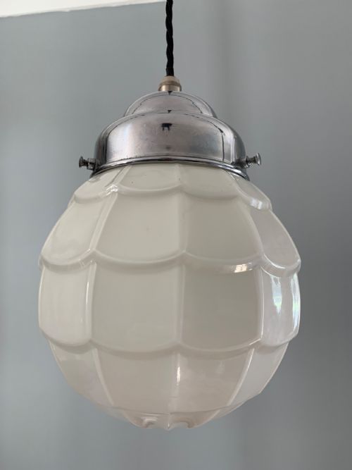 Art Deco Pendant Ceiling Light, Lamp, Shade, Rewired