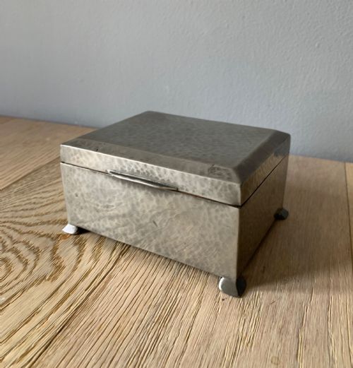 Jewellery Trinket Box, Liberty & Co. Tudric Pewter Hammered Cedar Lined Box C1900