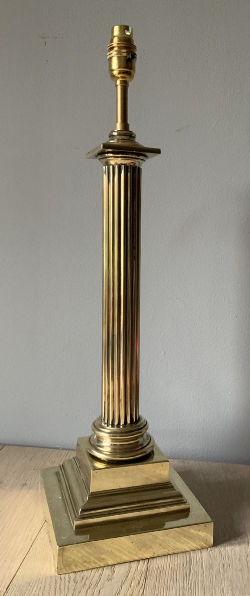 Large Brass Corinthian Column Table Lamp, Rewired and Pat Tested