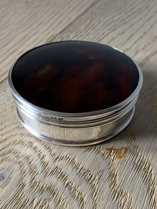 Beautiful English 1918 Solid Silver & Faux Tortoiseshell Jewellery Box; Trinket Box