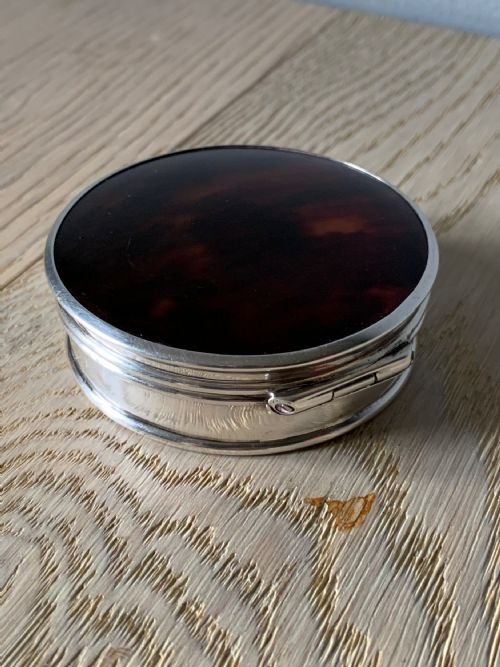 fig 2. Beautiful English 1918 Solid Silver & Faux Tortoiseshell Jewellery Box; Trinket Box