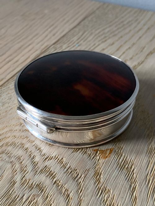 fig 4. Beautiful English 1918 Solid Silver & Faux Tortoiseshell Jewellery Box; Trinket Box