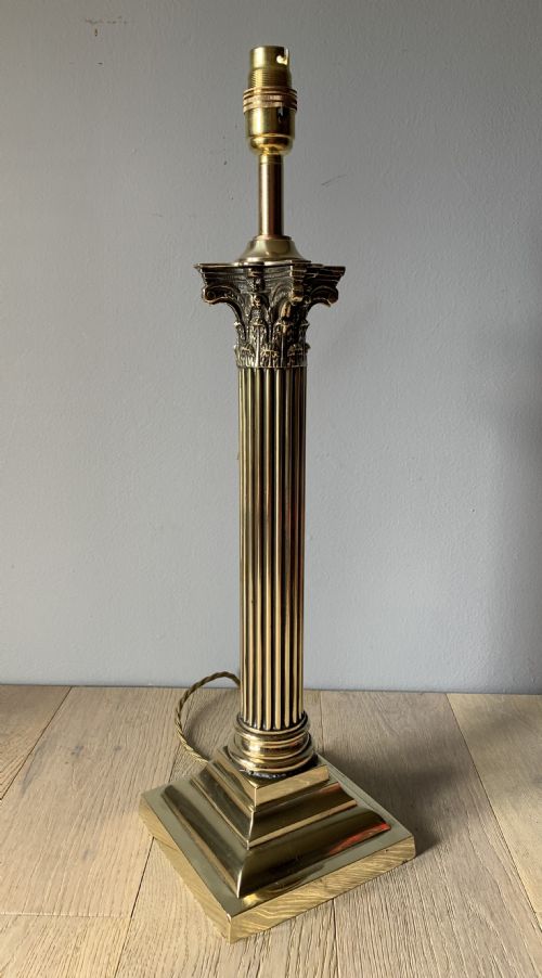 Quality Brass Corinthian Column Table Lamp, Rewired and Pat Tested