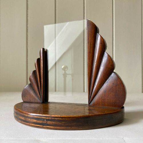 Art Deco Photograph Picture Frame Modernist 1930s Stylised Carved Wood Treen