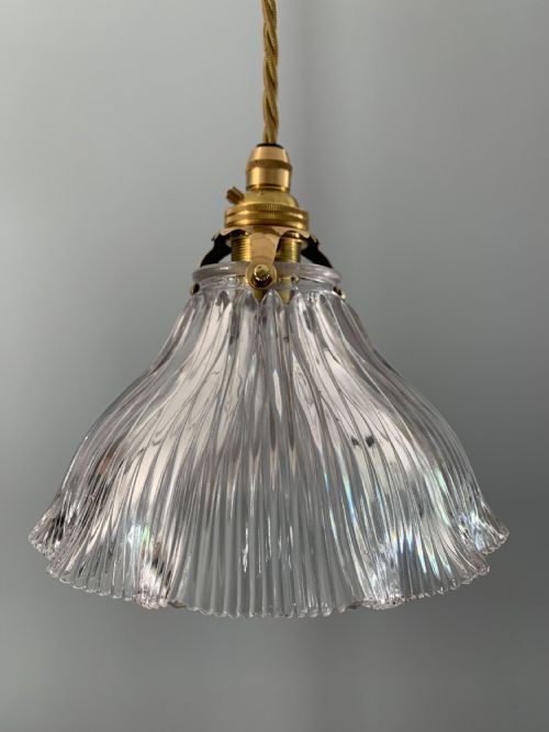 1909 Pat Marked Holophane Ceiling Light, Shade, Lamp, Rewired