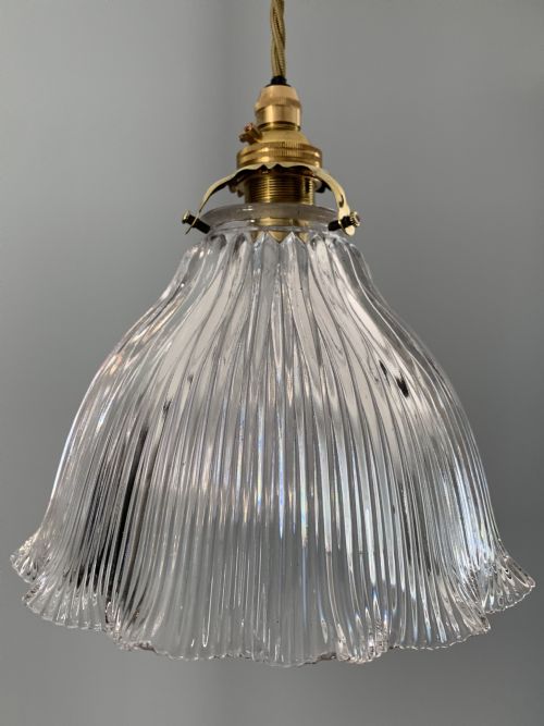 C1920 USA Holophane Pendant Ceiling Light, Rewired