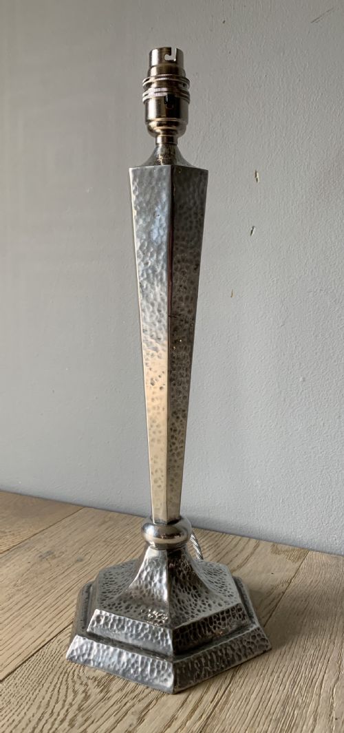 1930s Talbot Hammered Pewter Table Lamp, Rewired and Pat Tested