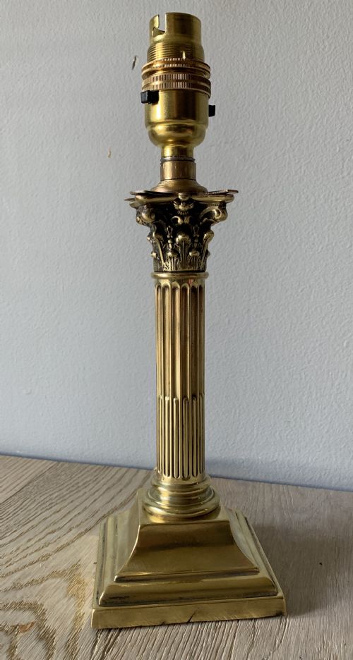 Miniature Fine Brass C1910 Corinthian Column Table Lamp, Rewired and Pat Tested
