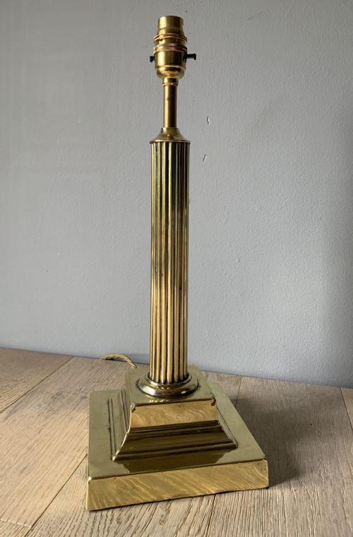 Brass Reeded Column Table Lamp, Rewired and Pat Tested