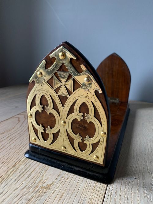 Walnut Veneer & Brass Book Slide, C1890
