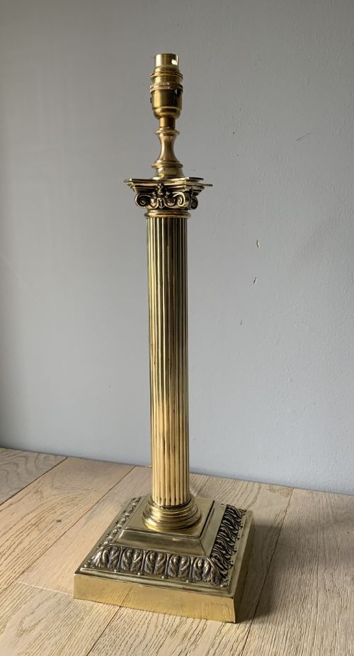 Large Victorian Brass Corinthian Column Table, Rewired and Pat Tested  Lamp