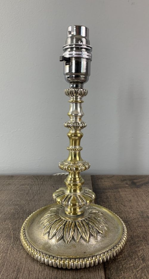 Small Victorian Distressed Silver Plated Brass Table Lamp, Rewired and Pat Tested