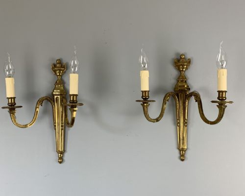 Large Pair of French Classical Wall Lights, Rewired