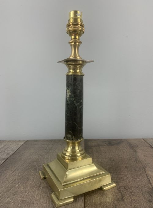 French Brass and Marble Small Table Lamp, Rewired