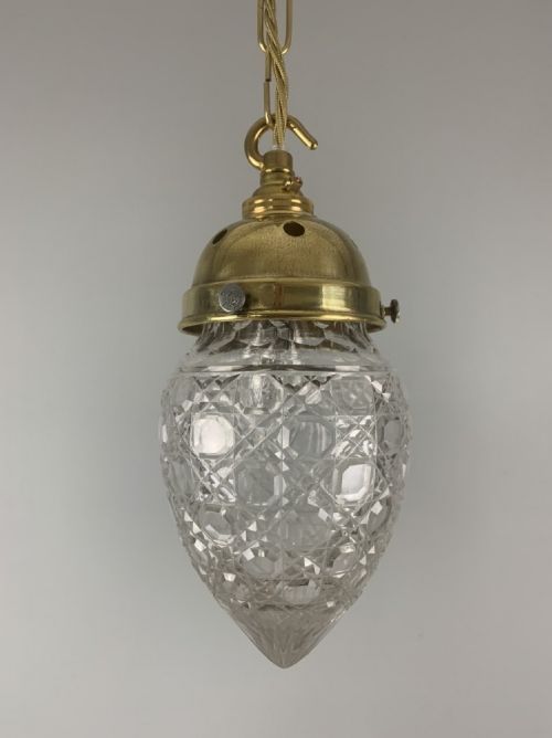 Edwardian Cut Glass Pendent Ceiling Light, Rewired