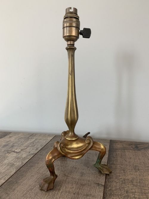 Faraday & Son Webbed Foot Aged Brass Table Lamp, Rewired and Pat Tested