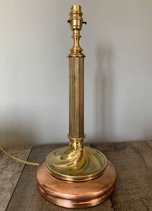 Victorian Copper & Brass Table Lamp, Rewired and Pat Tested