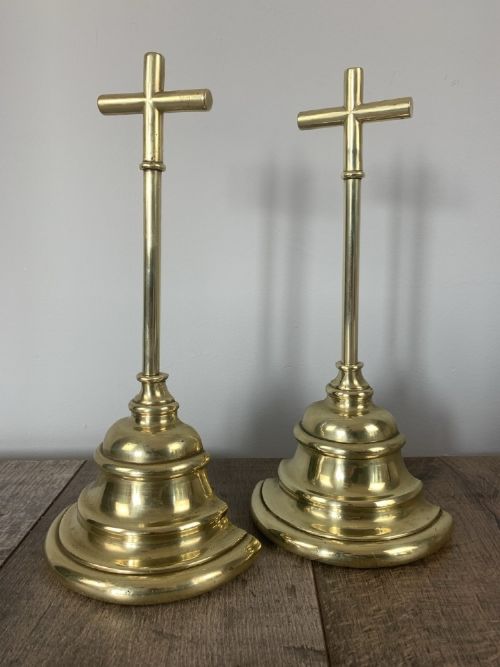 Pair of William Tonks Brass Cross Doorstop Door Stop