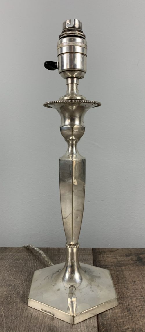 Hawksworth Eyre & Co Finnigans Ltd Manchester Silver Plated Table Lamp, Rewired and Pat Tested