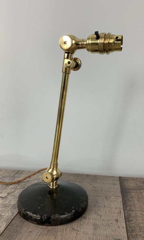 Mel-elek London Adjustable Brass Desk Table Lamp with Iron Base, Rewired and Pat Tested