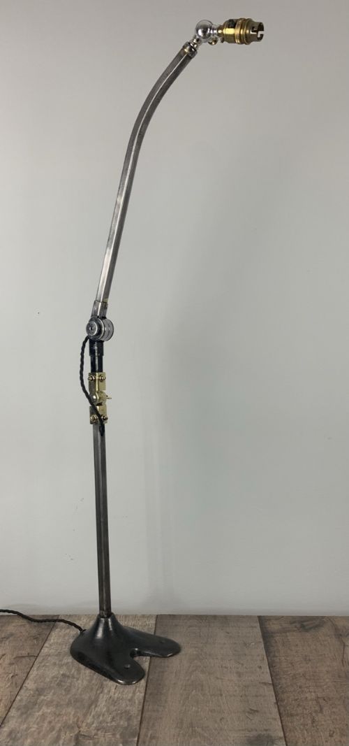 Huge 1930s Steel & Brass Adjustable Desk Work Table Lamp, Rewired and Pat Tested
