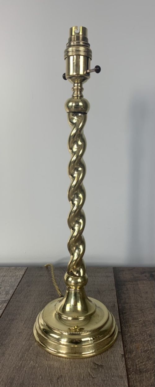 Brass Barley Twist Table Lamp Rewired and Pat Tested