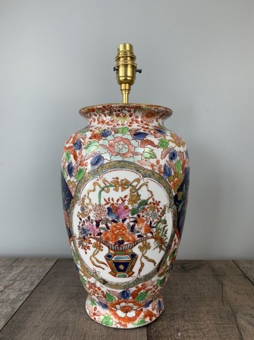 C1900 Imari Vase Table Lamp, Rewired and Pat Tested