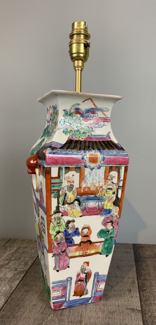 C1920 Chinese Vase Table Lamp Rewired and Pat Tested