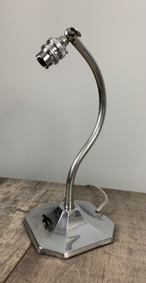 Art Deco Chrome Desk Table Lamp, Rewired and Pat Tested
