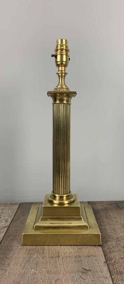 C1900 Brass Corinthian Column Table Lamp Rewired and Pat Tested