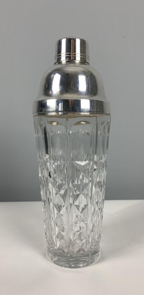 Silver Plate Art Deco Tall Glass Cocktail Shaker; 1930’S... Markers Marked
