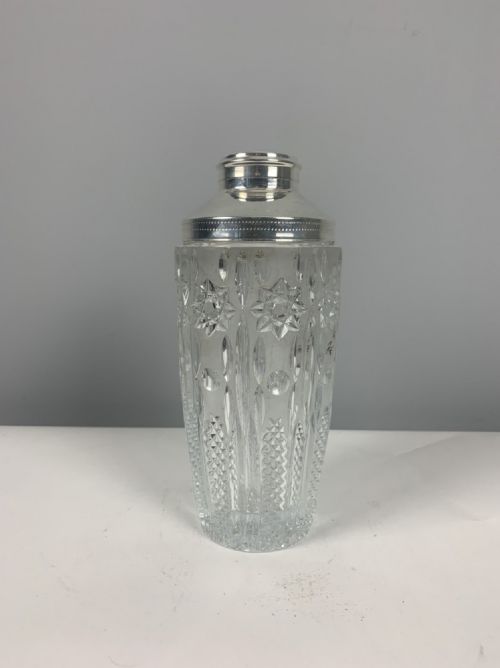 fig 1. Silver Plate Art Deco Glass Cocktail Shaker; 1930’s